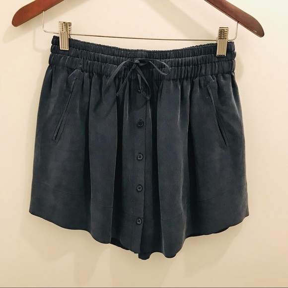 Joie Wendolyn Silk Skirt small blue button down drawstring - Picture 1 of 10
